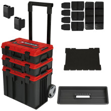 Einhell E-Case Tower Tool Storage System - 3 Stackable Cases With Wheels And Telescopic Handle - Power Tool Box, Lockable, Protective Storage And