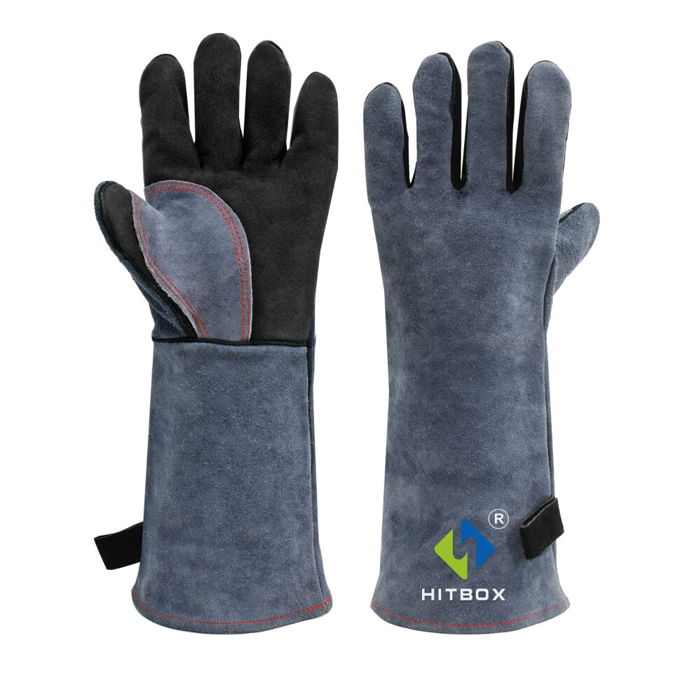 Hitbox Extreme Heat & Fire Resistant Gloves With Kevlar Stitching 16 ?? 932? Leather Fire Gloves For Arc Tig Mig Wood Stove Oven Bbq Grill Pot Holder 5051222350836