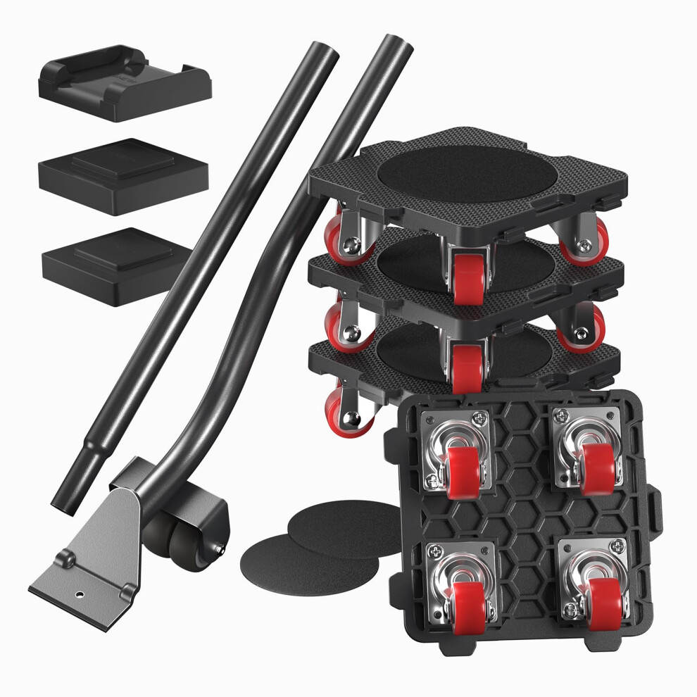 Oneon Furniture Movers With Wheels & Lifter Set, 360? Rotation Wheels Dolly, 660 Lbs / 300 Kg Capacity, For Moving Heavy Furniture, Refrigerator, 5051221737348