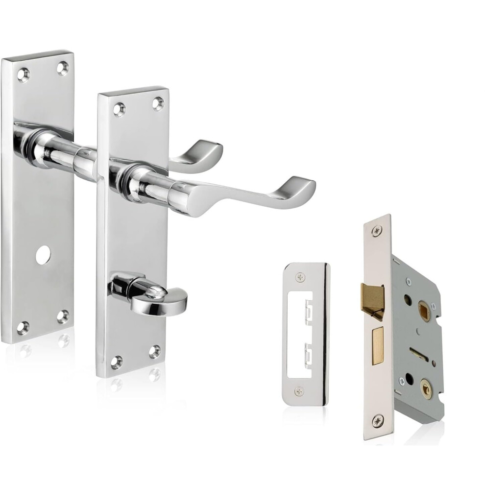 Victorian Scroll Bathroom Door Handles With Lock Set 5051222378465