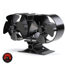 CRSURE Log Burner Fan 8 Blades Silent Operation Double Motors Stove Fans Heat Powered Wood Burner Fan for Wood Burning Stove Fireplace Accessories