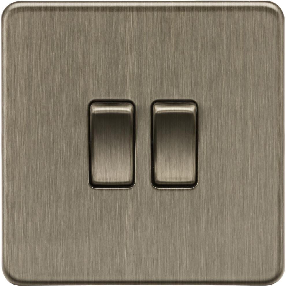Knightsbridge 10Ax 2G 2-Way Switch - Antique Brass 5051221736785
