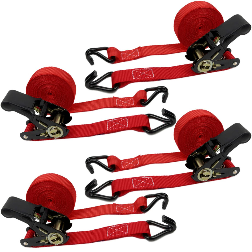 Owsytool Ratchet Straps 4Pack, 800Kg Tie Down Straps, 6M X 25Mm Ratchet Straps With Hook Cargo Straps For Motorcycles, Car, Trailer, Household (4Pack) 5051222379134