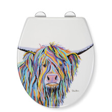 Croydex Steven Brown Angus McCoo Flexi-Fix Soft Close Toilet Seat - with Quick Release with Adjustable Hinges, Durable Polypropylene Plastic with Top