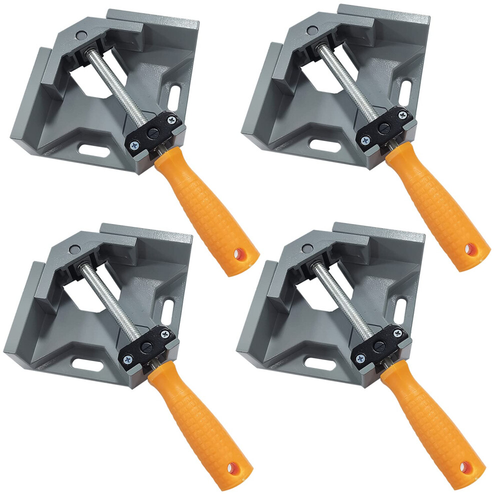 4 Pcs Right Angle Clamp, 90 Degree Corner Clamps For Woodwork, Single Handle Aluminium Alloy Vice With Adjustable Swing Jaw, Woodworking Clamps For 5051222393352