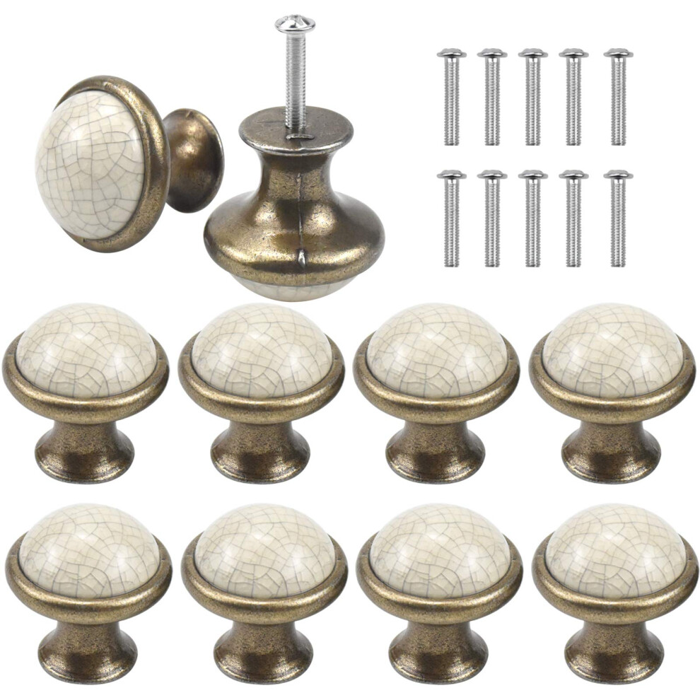Avodova Vintage 10Pcs Ceramic Round Drawer Knobs, Shabby Chic, 33Mm, Kitchen Cabinet & Cupboard Pull Handles 5051221742601