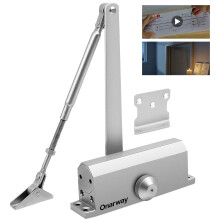 Onarway Automatic Door Closer Adjustable Spring Hydraulic Door Closure, Aluminum Alloy, Commercial Grade or Home Use for Door Weights 43~58kg, EN1154