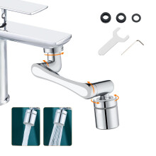 Ibergrif Tap Extender for Kitchen Sink - 1440? Swivel Robotic Arm Faucet Aerator, 2 Spray Modes Splashproof Adapter, Solid Brass Universal Fit