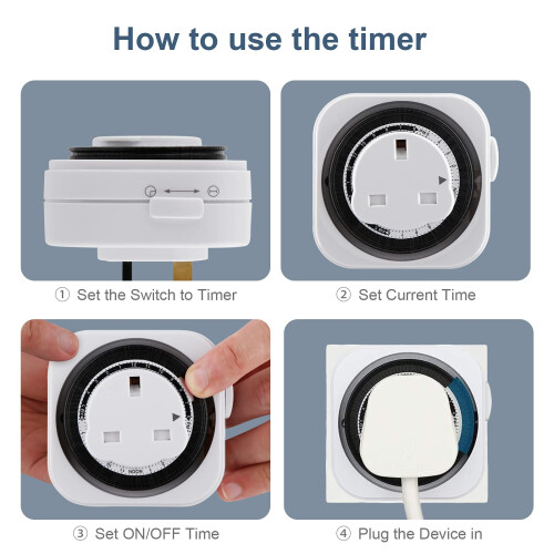 M EGA MEGACUBE 24 Hour Square Mechanical Timer, Plug-in Time Controller - White - 3 Pack 2