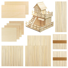 DOITEM 281 PCS Natural Wood Craft Lollipop Sticks Dowel Rods Balsa Wood Sheets Smooth Popsicle Art Stick Square Dowel Sticks Perfect for Craft Items