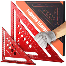 Speed Square Metric, Preciva 7inch+12inch Carpenters Tools with 14 Types of Drill Holes, Multifunctional Aluminum Alloy Triangle Ruler for Builders