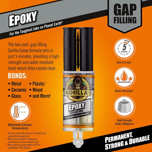 Gorilla Gorilla 6044004 Epoxy (2 Pack), Clear, 25ml 2