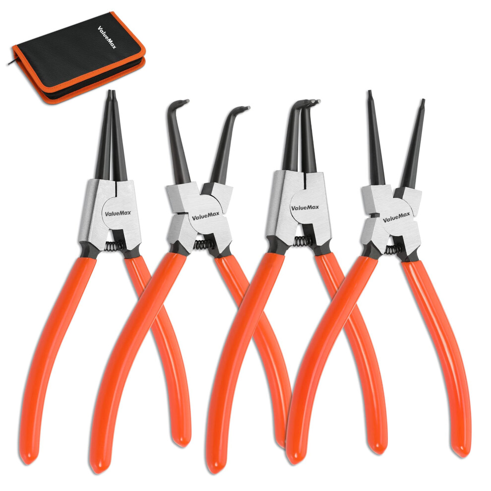 Valuemax 180Mm Circlip Pliers Set, 4-Piece Internal External Snap Ring Pliers For Ring Remover Retaining, Organized In Zip Case 5051222387696