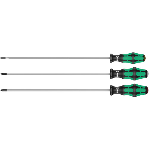 Wera Wera 335/350/355/3 Kraftform Plus Extra-Long Screwdriver set, PH/PZ/SL, 3pc, 05347735002, Multi-colour