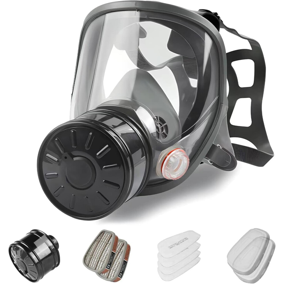 Sykua Full Face Gas Mask, Gas Masks Survival Nuclear And Chemical With 40Mm Activated Carbon Filter, Reusable Respirator Mask For Gases, Vapors, Dust, 5051222341902