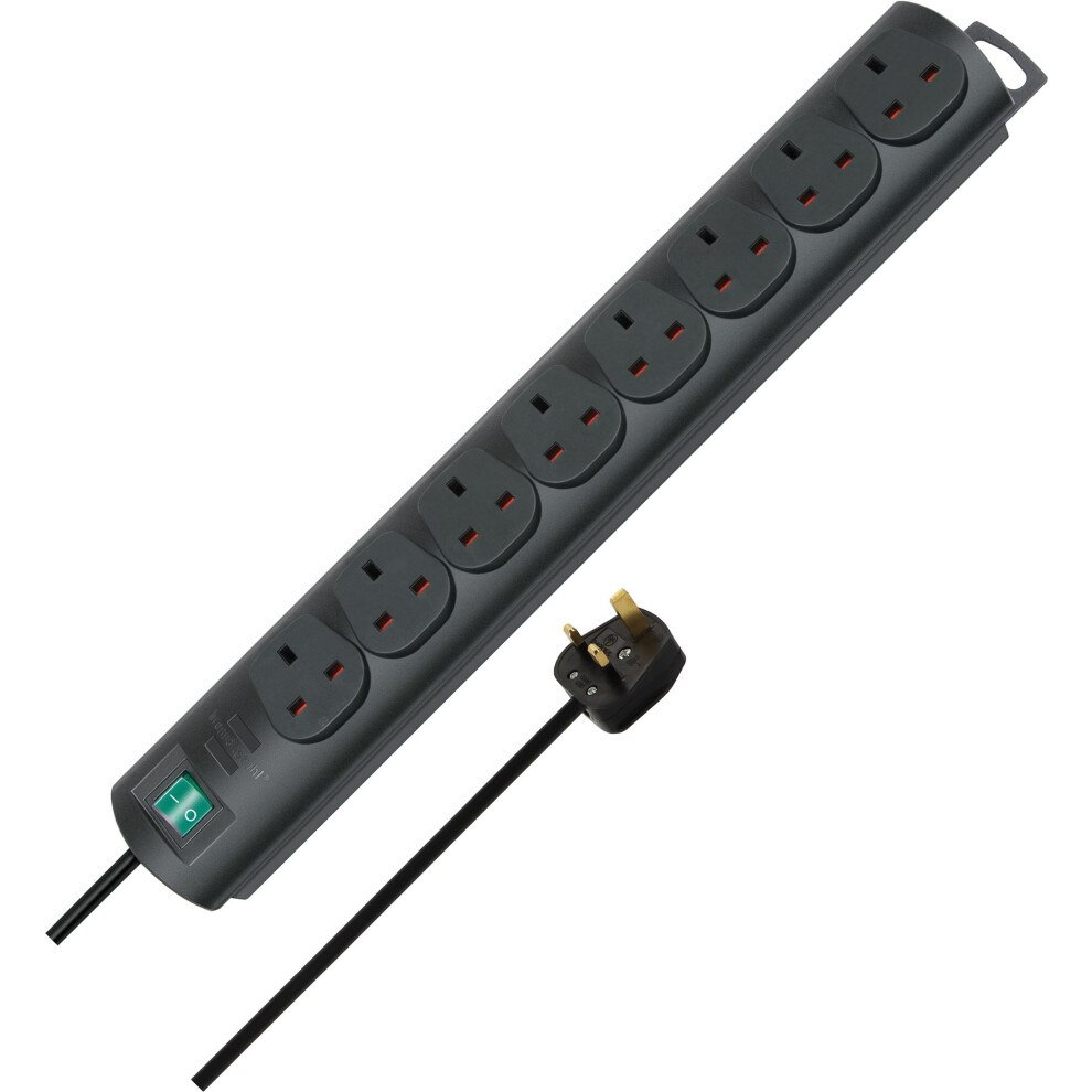 Brennenstuhl Primera-Line 8-Way Extension Lead (Power Strip With Switch And 2M Cable) Black 5051222386132
