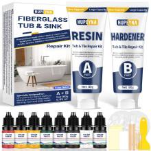 Fiberglass Repair Kit, Bathtub Repair Kit for Tile, Acrylic, Ceramic, Enamel, Kitchen Bathroom Fix Chips Cracks Scratches Rust Holes on Porcelain