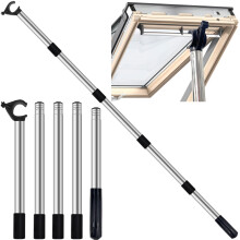 Window Pole Opener, 1.86m Telescopic Pole for Roof Windows and Blinds, Compatible with Velux GGL & GGU Skylight Roof Windows, Stainless Steel Multi -