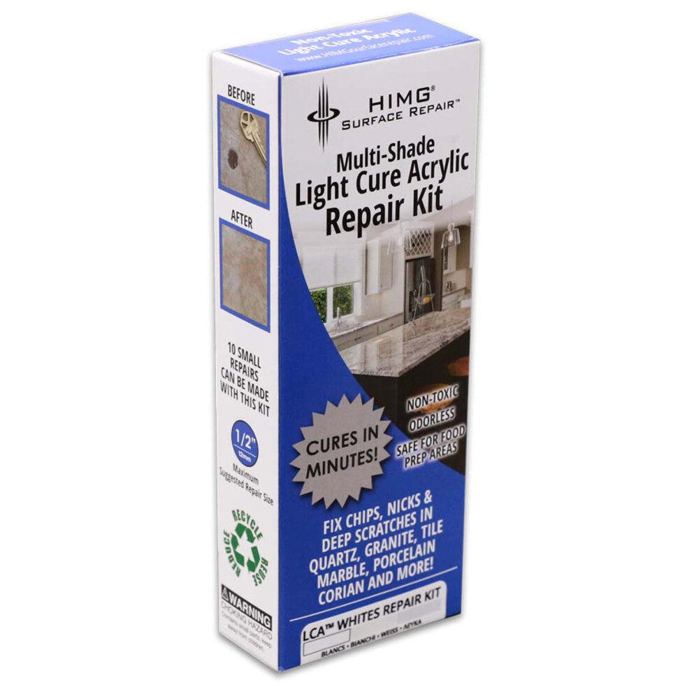 White Tones - Quartz Worktop Repair Kit White - Quartz, Marble, Granite, Acrylic, Porcelain Worktop Chip Repair Kit - Himg Surface Repair 5051222387795
