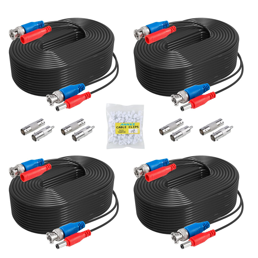 Annke 4 Pack 30M/100Ft All-In-One Bnc Video Power Cables, Extension Surveillance Camera Cables For Cctv Security Dvr System Installation, 8 X Bnc 5051222379295