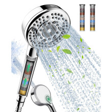 Filtered Shower Head and Hose, 9-Spray Setting High Pressure Shower Head with Filters for Hard Water - Filtered Chlorine (Chrome,2 Filters)