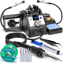 YIHUA 926LED IV 60W Digital Soldering Iron Station Kit w Temperature Stabilization for Soldering & Desoldering w Helping Hands 5 Soldering Iron Tips