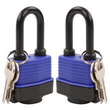 SEPOX? 44MM Weatherproof Outdoor Padlock Keyed Alike, Heavy Duty Steel Lock Body with Blue Cover Water Risistant, Long Shakle 2pcs Locks with 4 Keys