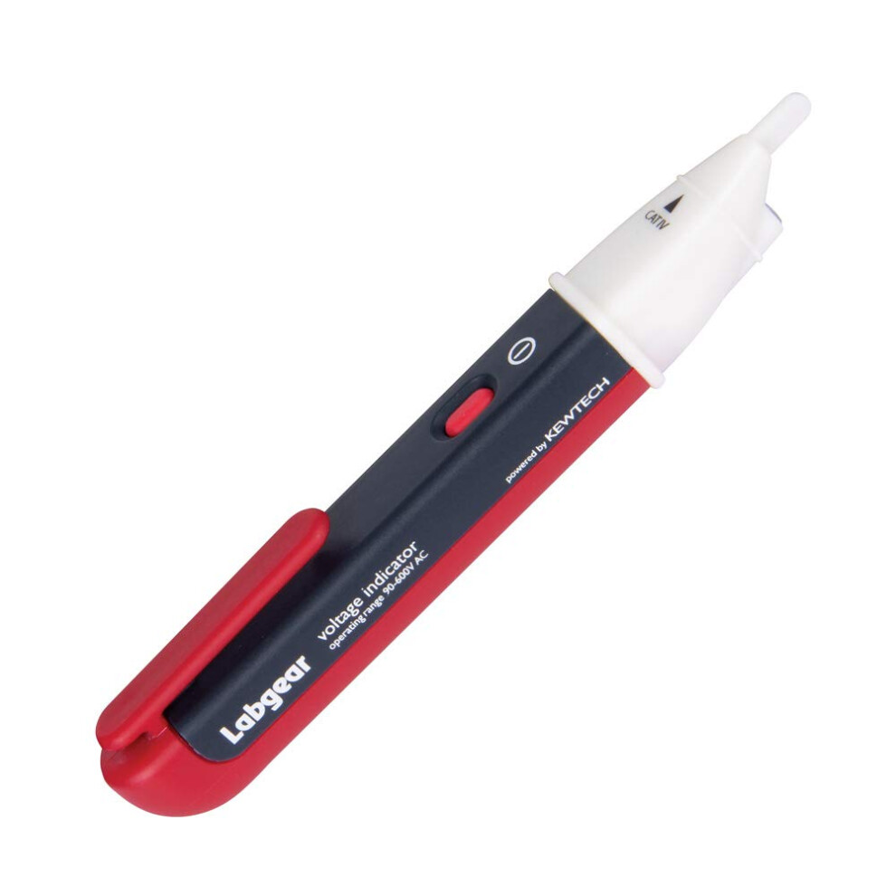 Labgear Voltage Detector Electrical Tester Pen 2-In-1 With Led Torch And Audible Tone Non Contact Power Cable Testing, Red 5051221749686