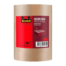 Scotch Secure Seal Packaging Tape Brown 50 mm x 66 m 3 Rolls/Pack - Ideal for Packing Boxes and Parcels