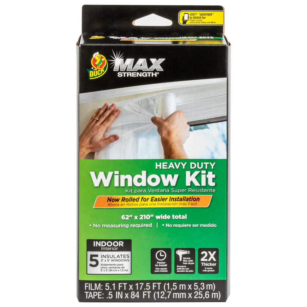 Duck Max Strength Window Insulation Kit, Winter Window Seal Kit Fits Up To 5 Windows, Heavy Duty Shrink Film Cuts To Size For Easy Indoor 5051222388563