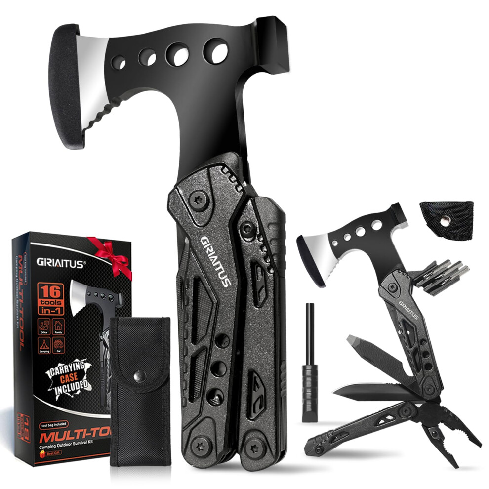 Camping Essentials Multi Tool Gifts For Men Dad 16In1 Multitool Survival Gear With Hammer Pliers Saw Screwdrivers Bottle Opener Whistle Christmas 5051222387016