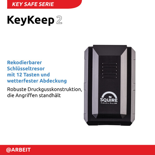 Squire Squire Key Safe Box - Push Button Code Lock (Key Keep2) - Wall Mounted Key Safe - Weatherproof Diecast Alloy Body - Large Storage Capacity - Tough Key 1