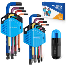 ss shovan 18PCS Allen Key Set, Metric Ball End Hex Key Set and Torx/Star Key Set (with T-Handle), Sizes 1.5mm-10mm & T10-T50, Alan Keys Sets for