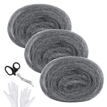 SelfTek Steel Wool Mice, 3 Pack Wire Wool Mice 50ft/15 Meter Coarse Steel Wool Mice Blocker for Rodent Control, Cleaning, Polishing with Work Gloves