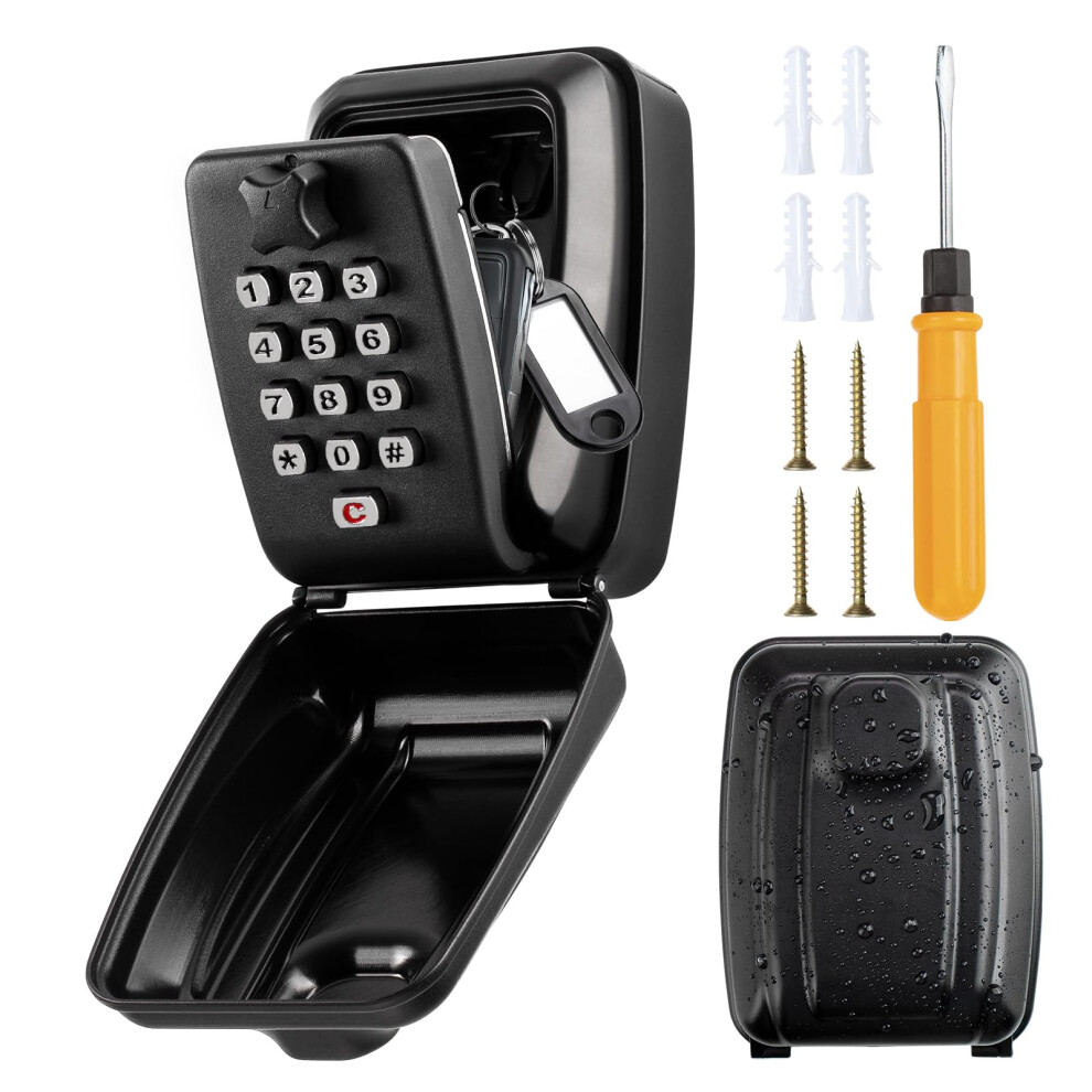 Tuocal Key Safe Wall Mounted Police Approved, Waterproof Key Lock Box Resettable 12-Digit Combination Top Security Key Storage Box With Weatherproof 5051222386736