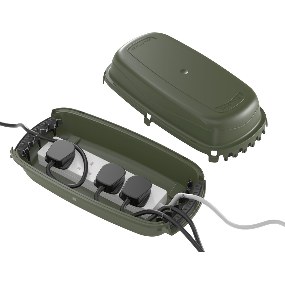 D-Line Ocm002 Weatherproof Electrical Box, Outdoor Extension Socket Box, Ip54, 2 X Entry And Exit Sections For Ease Of Use, Green 5051221747347