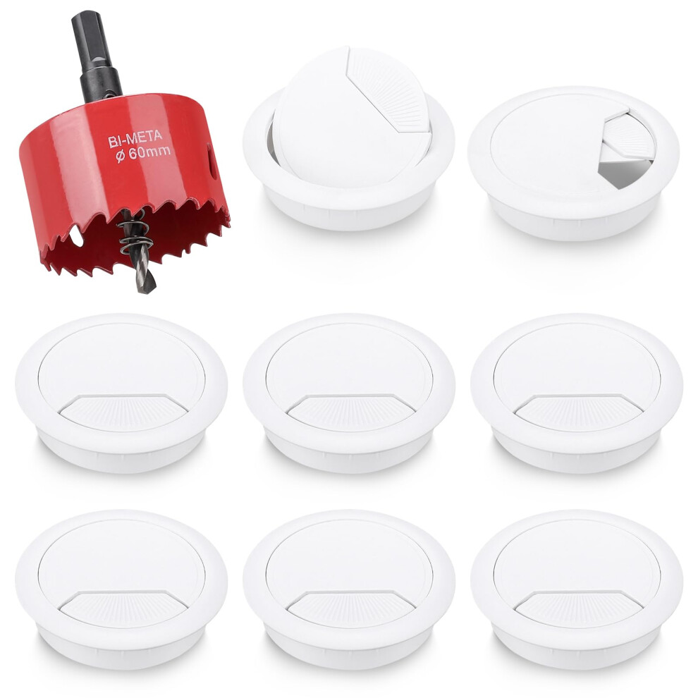 8Pcs Desk Grommet With Hole Saw,60Mm Cable Wire Grommet Computer Grommet Wire Hole Cover Wire Organizer Round For Home And Office Table Cable Cord 5051221748023