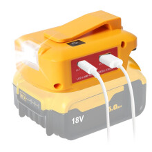 QUPERR - Power Source USB Battery Adapter for Dewalt 18V Battery, LED Work Light Converter with a pair of USB Phone Charger Interface, with DC Port