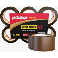 Packatape Extra Strong Parcel Tape Packing Tape 6 Rolls Brown Packaging Tape 48mm x 50m Ideal for Parcel Packaging, Storage Cardboard Boxes