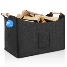 Felt Firewood Basket 96L Foldable,Log Basket for Wood Burner Indoor, Firewood Basket Indoor, Extra Thick Felt, Wood Basket for Firewood, Reinforced