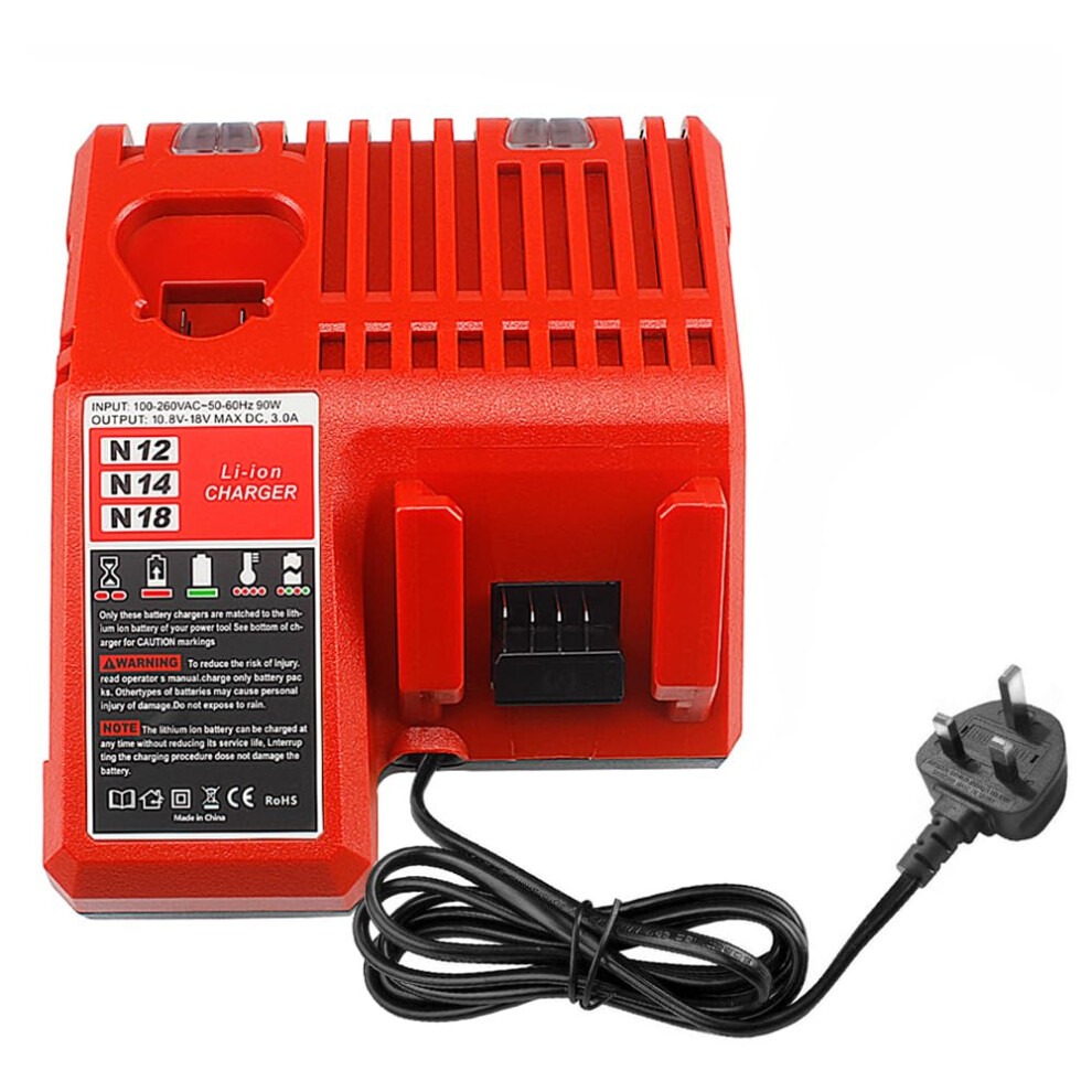 Rapid Charger Replacement For Milwaukee M-12 M-18 Lithium Ion Battery 48-59-1812 48-11-2420 48-11-1815 48-11-1840 48-11-1841 48-11-1850 5051222396674