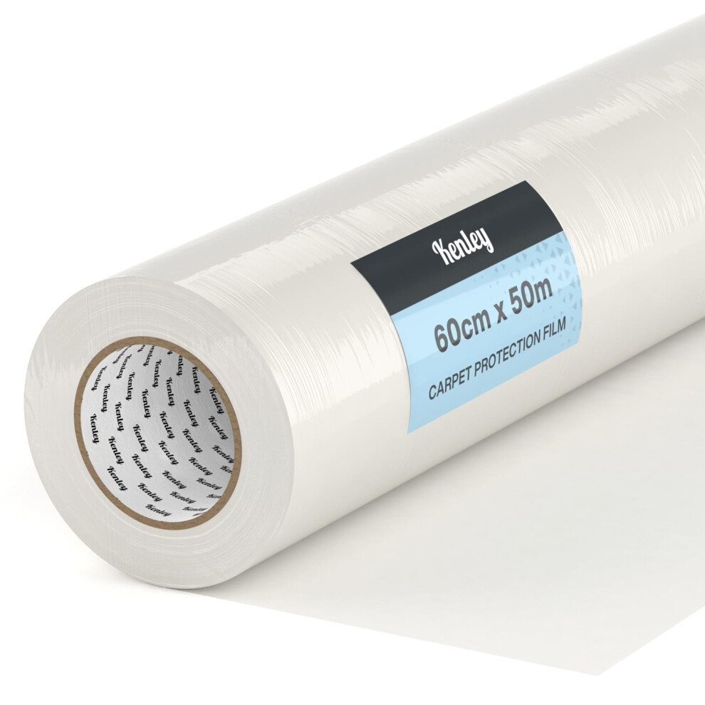 Carpet Protector Roll - Self Adhesive Carpet Protection Film - 50M X 60Cm Sticky Clear Plastic Carpet Stair Hard Floor Cover - Heavy Duty Puncture 5051221751986