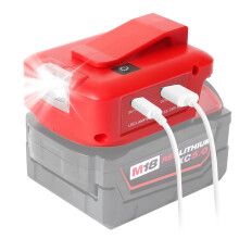 QUPERR - Power Source USB Battery Adapter for Milwaukee M18 18V Battery, LED Work Light Converter with a pair of USB Phone Charger interface, with DC