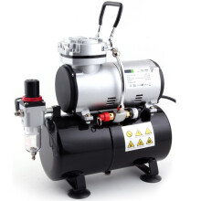 Fengda Airbrush Mini Compressor FD-186 with Powerful Constant Working Pressure/Strong Airflow/3L Air Tank, Regulator, Moisture trap for hobby, food