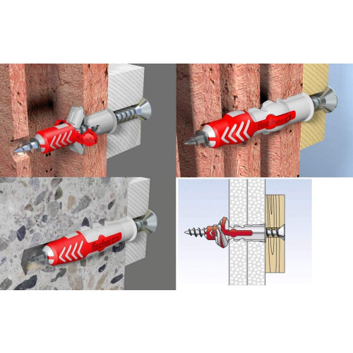 Fischer Fischer 536162 DUOPOWER Wallplug with Screws, Red/Grey/Metal 2