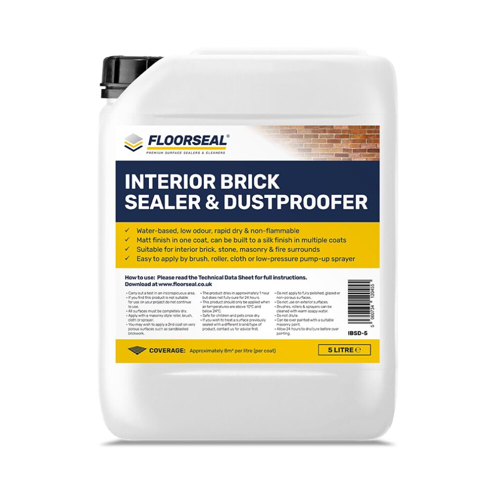 Interior Brick Sealer & Dustproofer - Seal, Dustproof & Protect Interior Brick & Masonry (5 Litre) 5051220752311