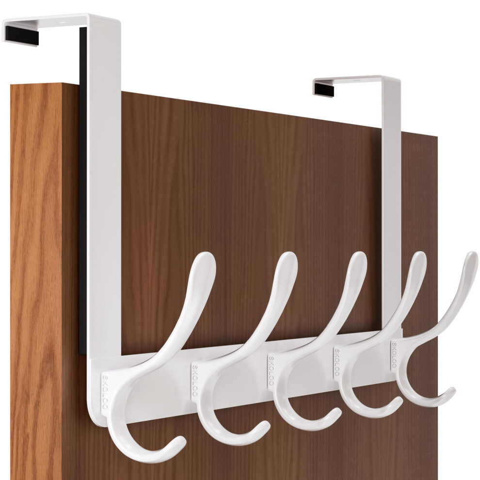 Skoloo Over The Door Hook, Coat Hooks For Hanging Clothes, Towels, Coats, Hats, Over The Door Towel Hook, White, Assembly Required 5051222386552