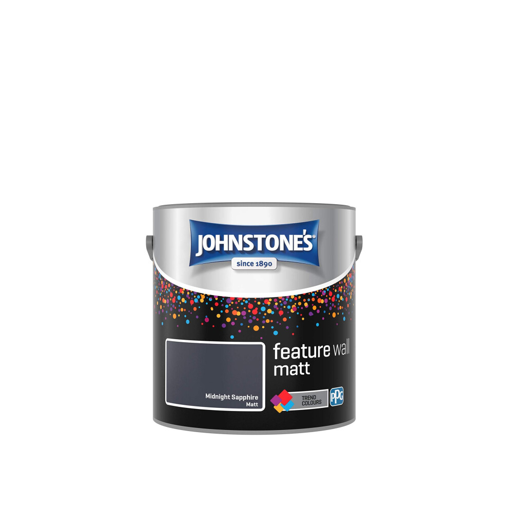 Johnstone's Feature Wall Matt Emulsion Paint - Midnight Sapphire 2.5L (Package May Vary)