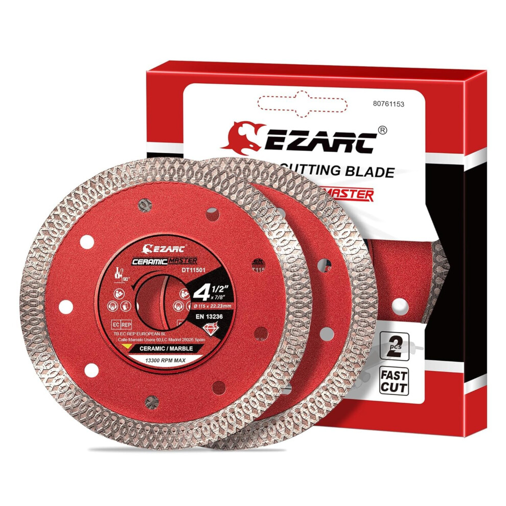 Ezarc 115Mm Diamond Cutting Discs, Super Thin Fast Diamond Saw Accessory For Angle Grinder, 115Mm Cutting Wheel For Porcelain, Granite, Marble, Tiles 5051221753324