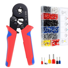 Ferrule Crimping Tool Kit, Hibisaws 0.25-10mm? Self-Adjustable Ratchet Bootlace Crimper Plier Set with 1250 Wire End Ferrule Connectors, Ideal for DIY